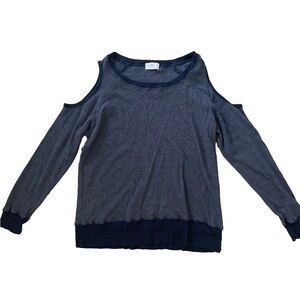 Allen Allen Navy Cold Shoulder long sleeve sweatshirt small cotton/polyester